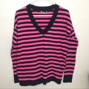 Pink and Navy Blue Slouchy V Neck Sweater size S